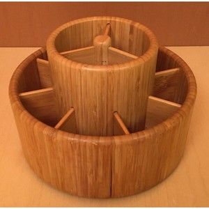 Pampered Chef Bamboo Tool Turn About  Utensil Organizer Caddy Small Crack/Seam